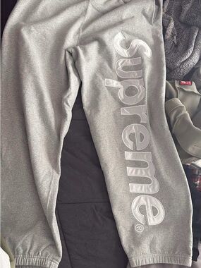 Supreme Gray Side Logo Sweatpants